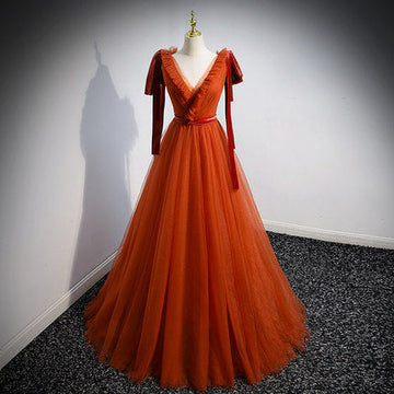A Line Organge Long Prom Dresses HZ1023